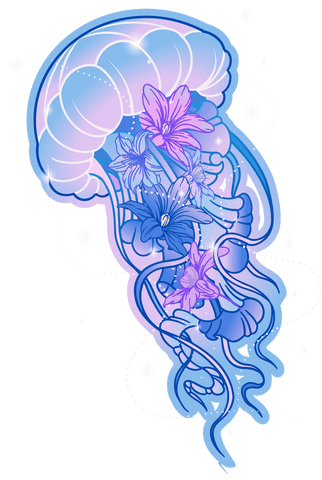 Whimsical Jellyfish with Lilies on Transparent Background - Download Free Stock Videos Pikwizard.com