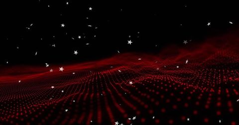 Rippling Red Dotted Grid Scattering White Stars With Deep Neon Cosmic Perspective