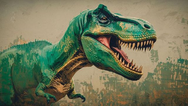 Dynamic T. Rex Illustration with Vivid Scales and Fierce Expression