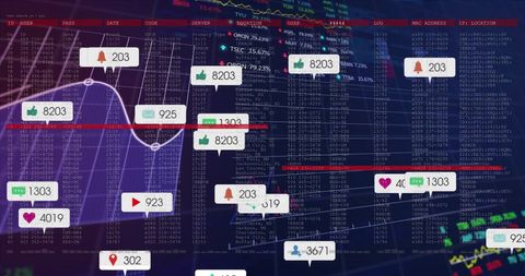 Financial Data Overlay with Social Media Metrics - Download Free Stock Images Pikwizard.com