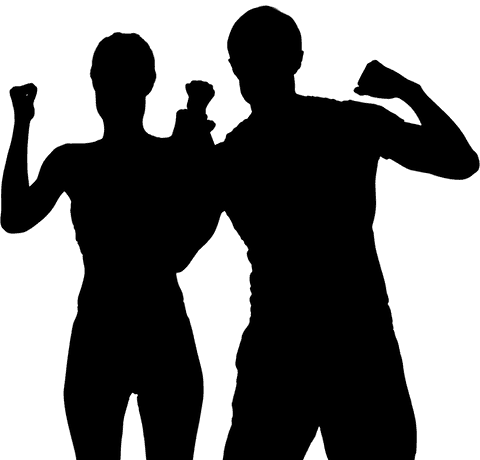 Transparent Silhouettes of Friends Holding Hands