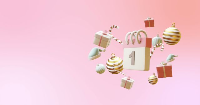 Advent Calendar with Christmas Decorations on Pink Background - Download Free Stock Images Pikwizard.com