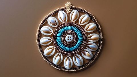 Bohemian Shell and Bead Wall Hanging with Ethnic Design