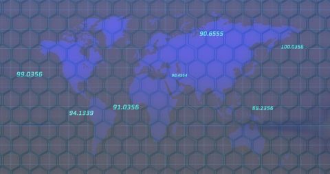 Futuristic Digital World Map with Data Points on Hexagonal Grid - Download Free Stock Images Pikwizard.com