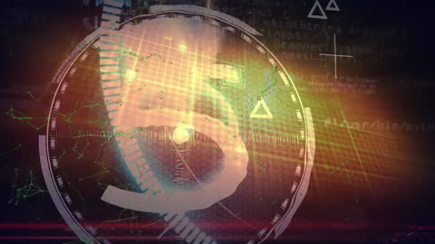 Digital Countdown Over Complex Data Processing Animation