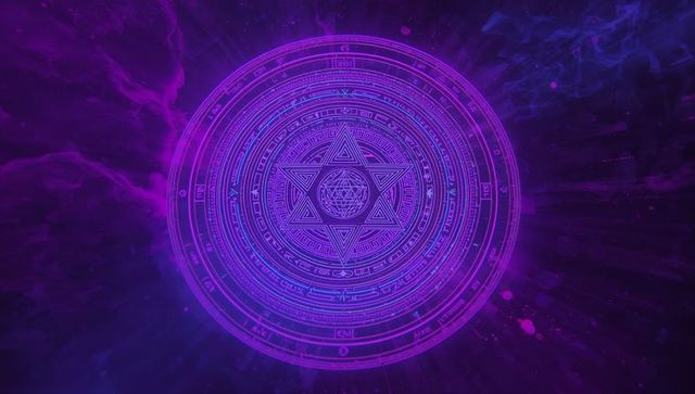 Mystical Arcane Sigil Glowing in Cosmic Violet Hues