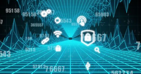 Futuristic Digital Network with Secure Data Icons - Download Free Stock Images Pikwizard.com