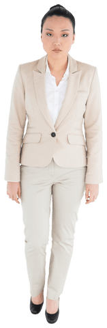 Transparent Asian Businesswoman Standing with Determination