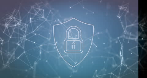 Digital Security Icon Lock Overlay on Network Connections Background