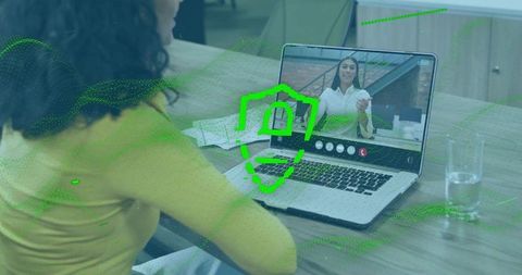 Secure Virtual Meeting with Colleagues from Modern Office