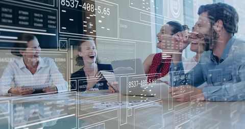 Diverse Team in Modern Office with Digital Interface