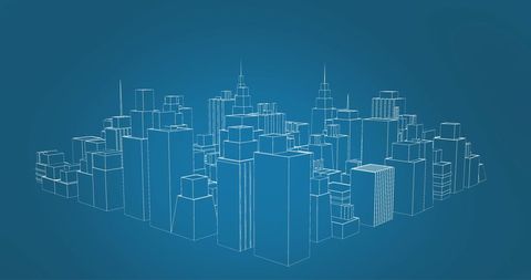 Futuristic Cityscape Zooming World Wireframe Design - Download Free Stock Images Pikwizard.com