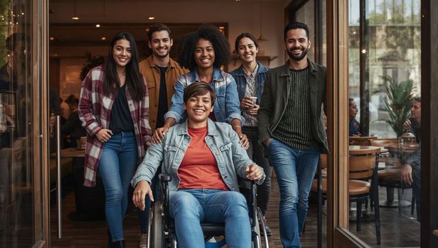 Group of Friends Enjoying Time in a Cafe Setting