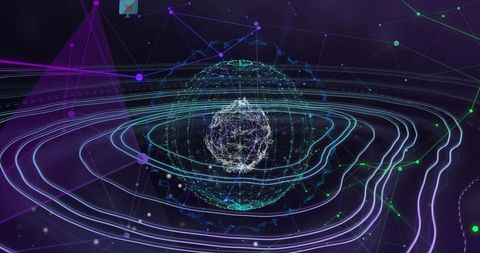 Futuristic Digital Network with Rotating 3D Sphere - Download Free Stock Images Pikwizard.com