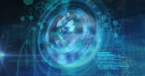 Futuristic Digital Interface with Data Streams and Worldwide Connectivity