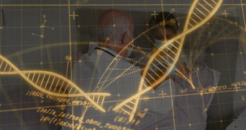 Doctor Administering Vaccine with Futuristic DNA Overlay