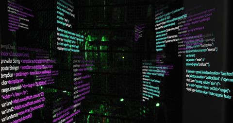 Futuristic Coding Snippets in Dark Server Room - Download Free Stock Images Pikwizard.com