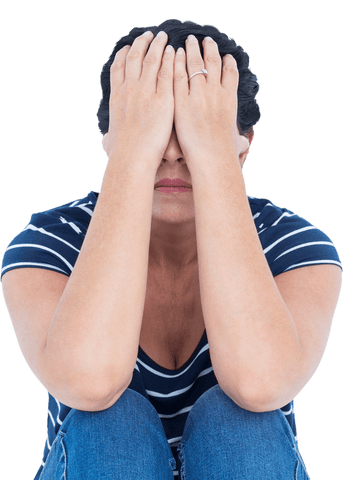 transparent woman covering face in sadness wearing casual attire - Download Free Stock Videos Pikwizard.com