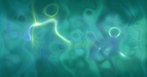 Abstract flowing neon green light patterns