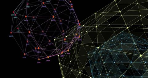 Digital Data Globes with Connecting Networks on Black Background - Download Free Stock Images Pikwizard.com