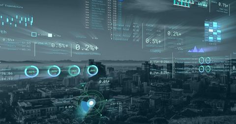 Futuristic Financial Data Display Over Urban Cityscape - Download Free Stock Images Pikwizard.com