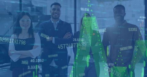 Diverse Business Team Embraces Digital Transformation in Office