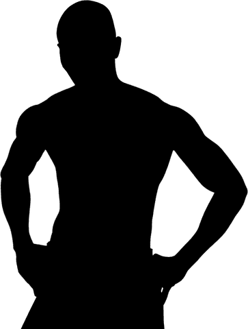 Transparent silhouette of male athlete with hands on hips