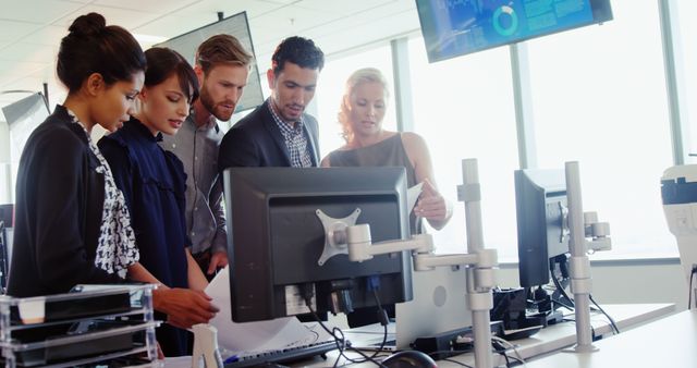 Business Team Collaborating in Modern Office Against Large Window - Download Free Stock Images Pikwizard.com