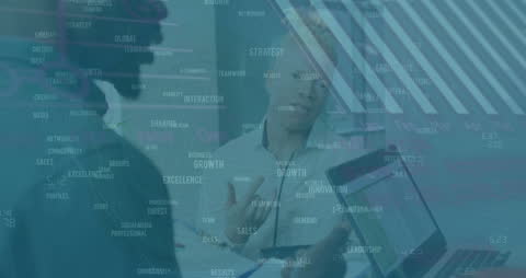 Diverse Team Collaborating with Technology and Data Visual Overlays