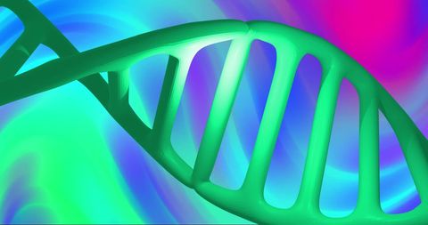 Vibrant dna strand with abstract technological background