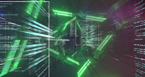 Futuristic Digital Tunnel with Data Streams