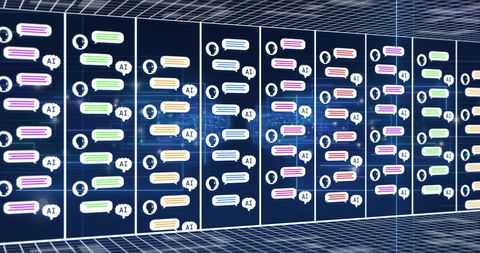 AI Communication Network Grid with Abstract Robotic Dialogue - Download Free Stock Images Pikwizard.com