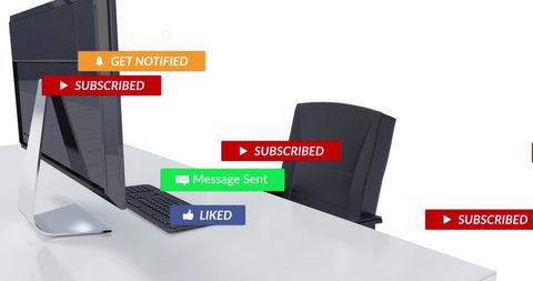 Social Media Notifications Over Modern Office Desk - Download Free Stock Images Pikwizard.com
