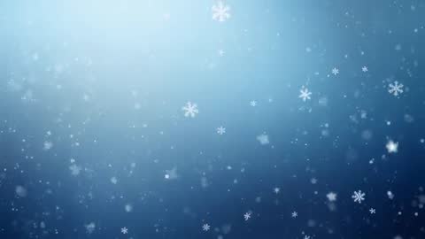 Scene Opening: Snowflakes Drifting Over Soft Blue Gradient with Upper-Left Bokeh Glow
