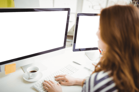 transparent screen with businesswoman typing at desk - Download Free Stock Videos Pikwizard.com