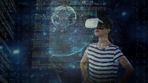 Futuristic VR Experience with Digital Globe and Data