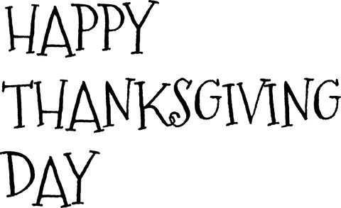 Happy Thanksgiving Day Festive Text Illustration on Transparent Background