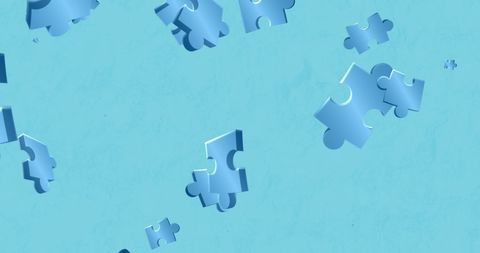 Floating Blue Puzzle Pieces on Light Blue Background - Download Free Stock Images Pikwizard.com