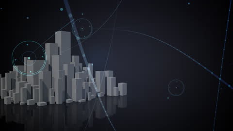 Futuristic Cityscape with Digital Network Interface