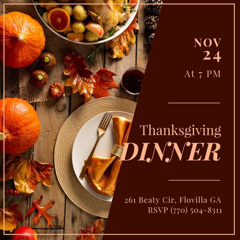 thanksgiving dinner invitation with autumn table setting - Download Free Stock Templates Pikwizard.com