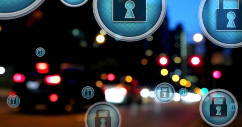 security icons overlay digital transportation wonderland - Download Free Stock Images Pikwizard.com