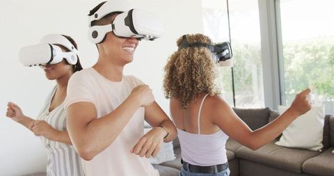 Diverse Group Enjoying Virtual Reality Game Experience