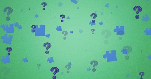 floating puzzle pieces and question marks on green background - Download Free Stock Images Pikwizard.com