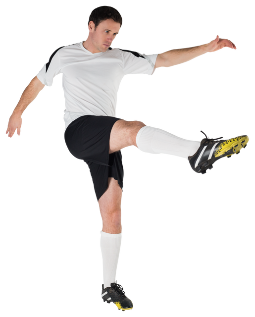 Football Player in White Kicking in Action Isolated on Transparent Background - Download Free Stock Videos Pikwizard.com