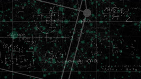 Abstract Mathematical Equations Network on Dark Background