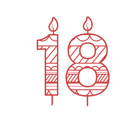 Red Patterned 18th Birthday Candle on Transparent Background - Download Free Stock Videos Pikwizard.com