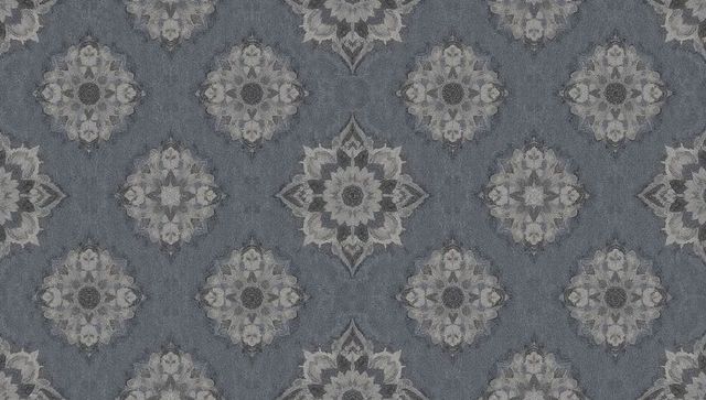 Vintage Gray Beige Medallion Damask Wallpaper Pattern with Faded Woven Ornamental Texture