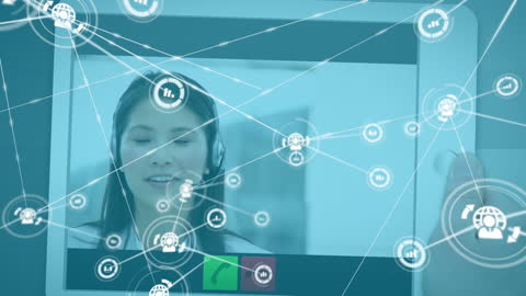 Virtual Communication Network Concept with Woman