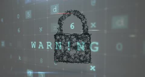 Cybersecurity Concept with Padlock Icon and Warning Text