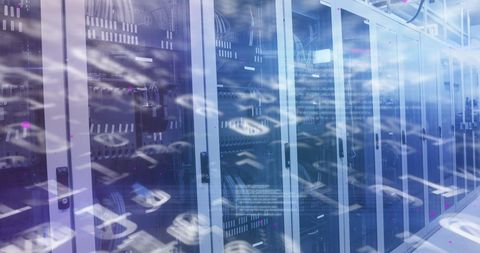 Binary Data Streams in Server Room Showcasing Digital Technology - Download Free Stock Images Pikwizard.com